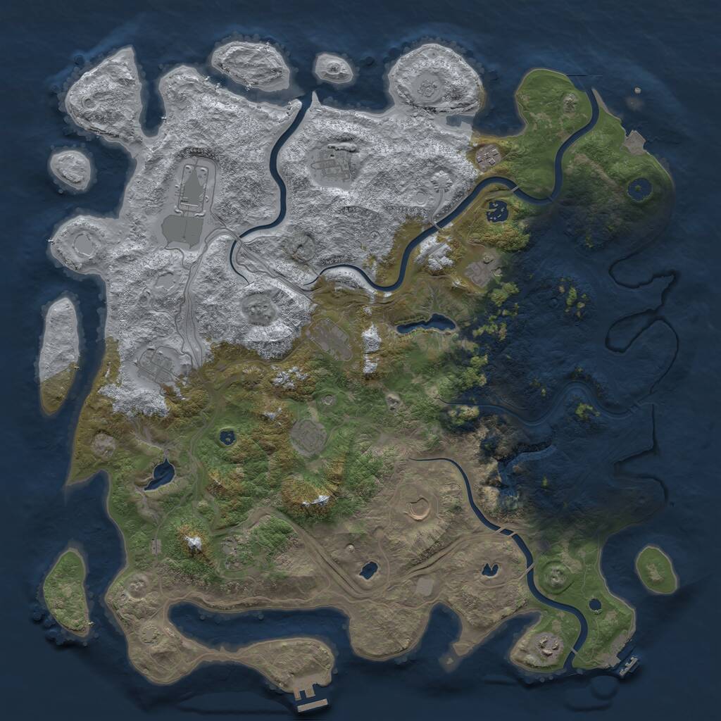 Rust Map: Procedural Map, Size: 4800, Seed: 2007026017, 17 Monuments