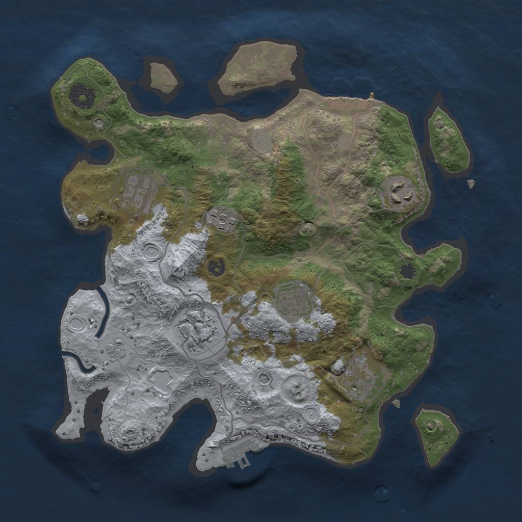 Rust Map: Procedural Map, Size: 3000, Seed: 33592, 15 Monuments