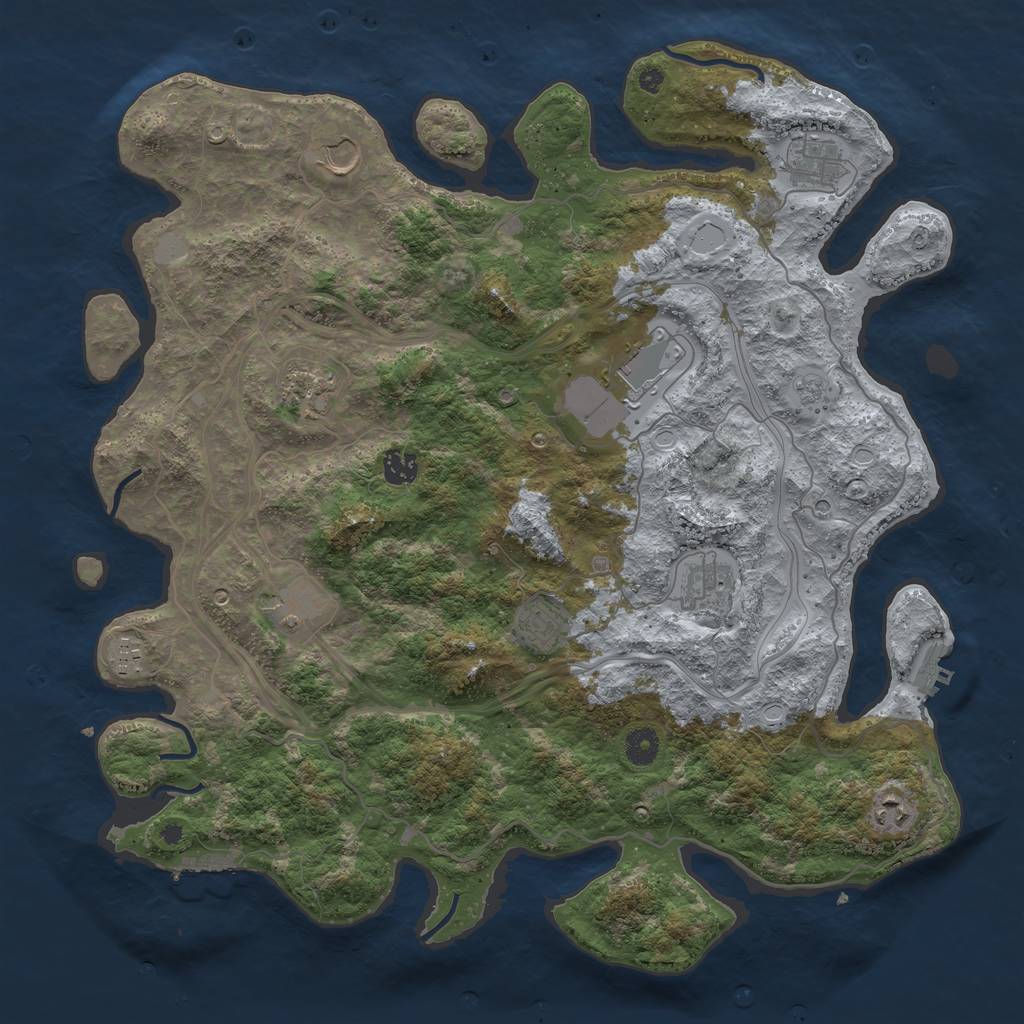 Rust Map: Procedural Map, Size: 4250, Seed: 2094280774, 19 Monuments