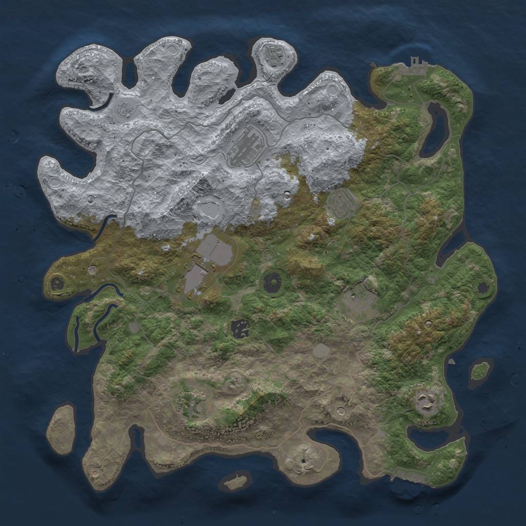 Rust Map: Procedural Map, Size: 4000, Seed: 77202378, 17 Monuments