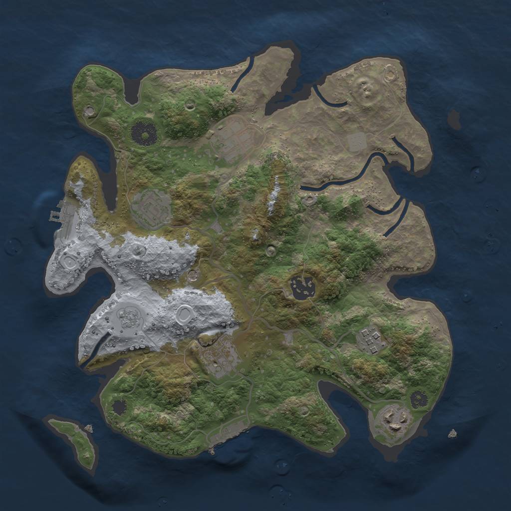 Rust Map: Procedural Map, Size: 3000, Seed: 1025049322, 13 Monuments