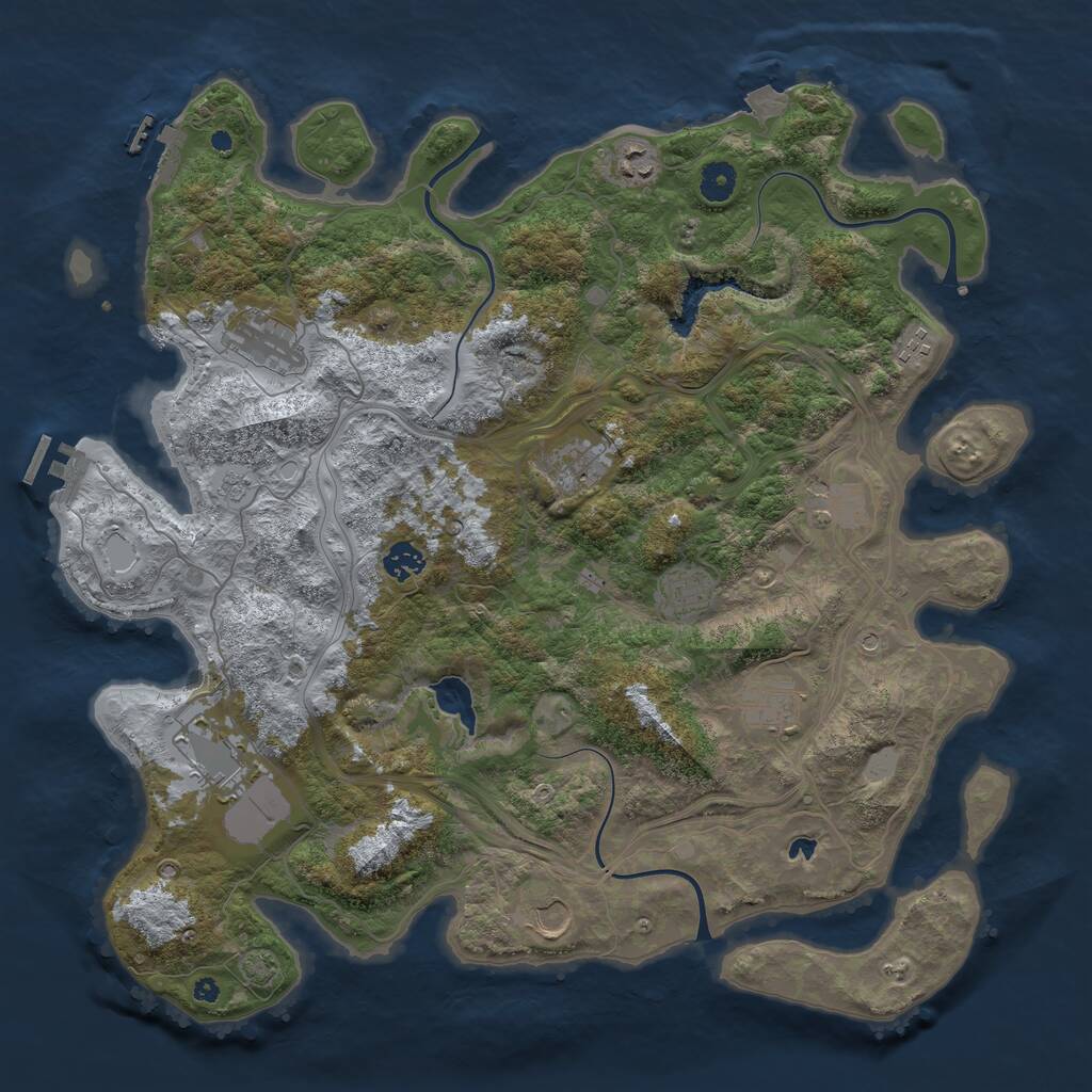 Rust Map: Procedural Map, Size: 4250, Seed: 1009518293, 16 Monuments