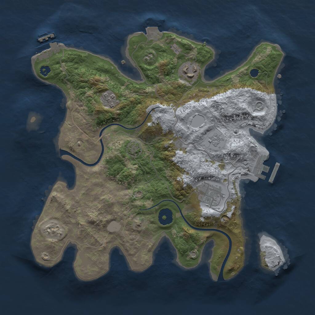 Rust Map: Procedural Map, Size: 3000, Seed: 27927, 9 Monuments