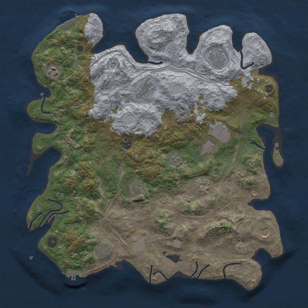 Rust Map: Procedural Map, Size: 4250, Seed: 1286169308, 20 Monuments