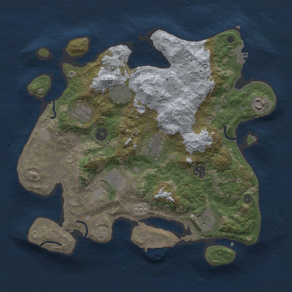 Rust Map: Procedural Map, Size: 3500, Seed: 10293276, 16 Monuments