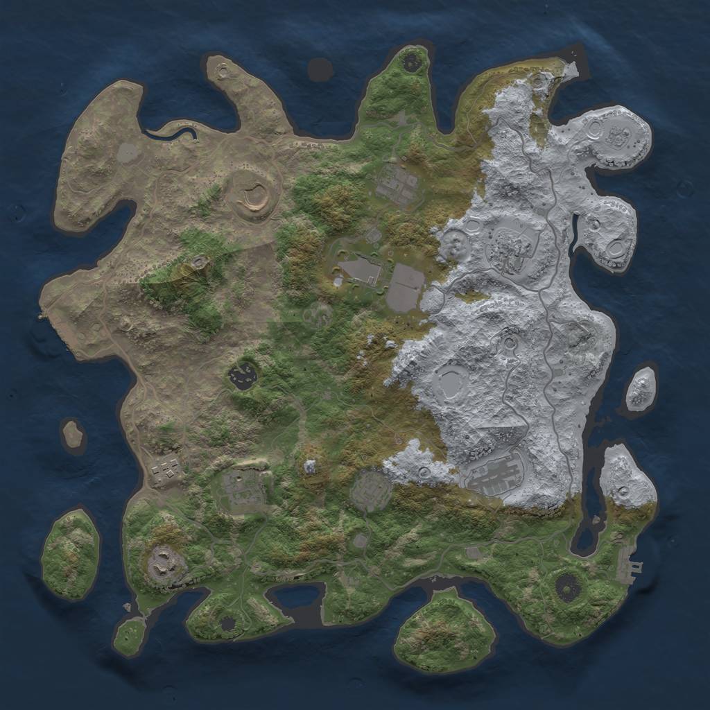 Rust Map: Procedural Map, Size: 4000, Seed: 1205368908, 19 Monuments