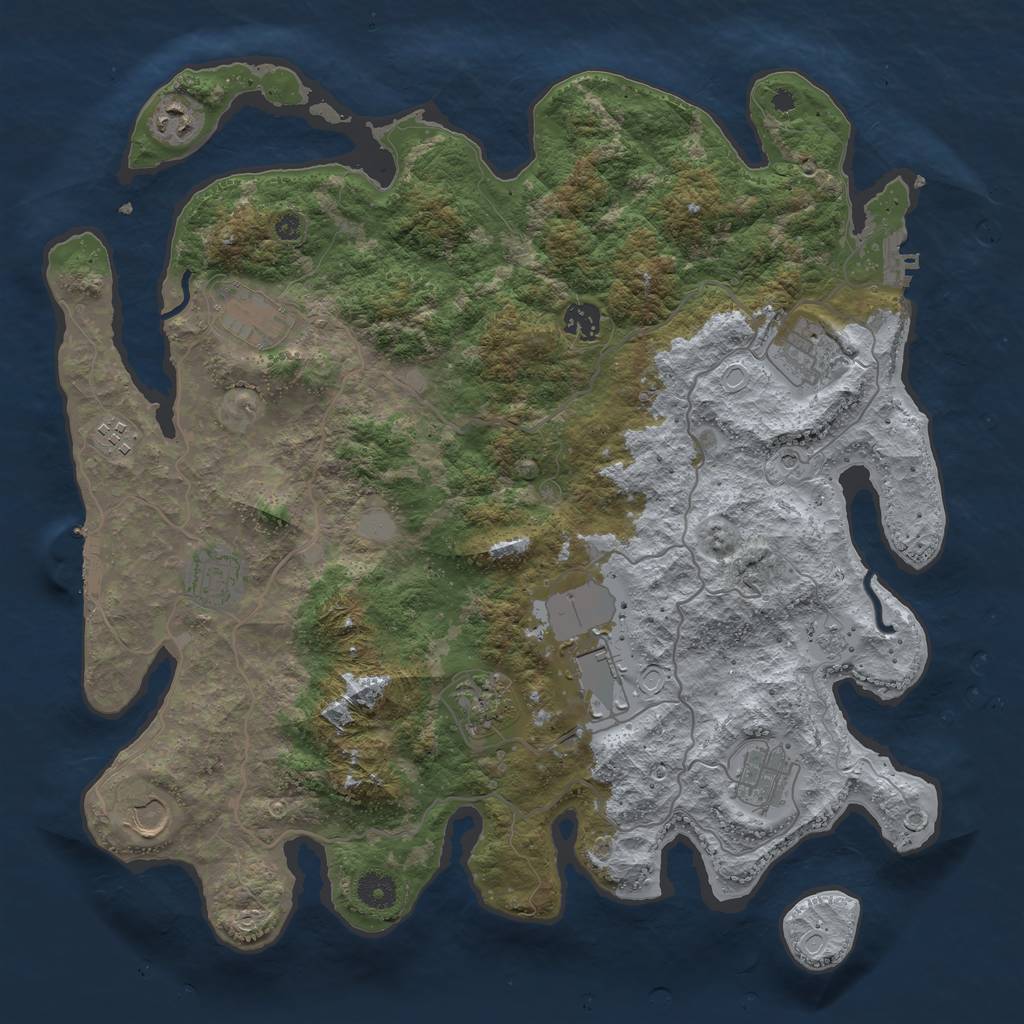 Rust Map: Procedural Map, Size: 4000, Seed: 885285713, 19 Monuments