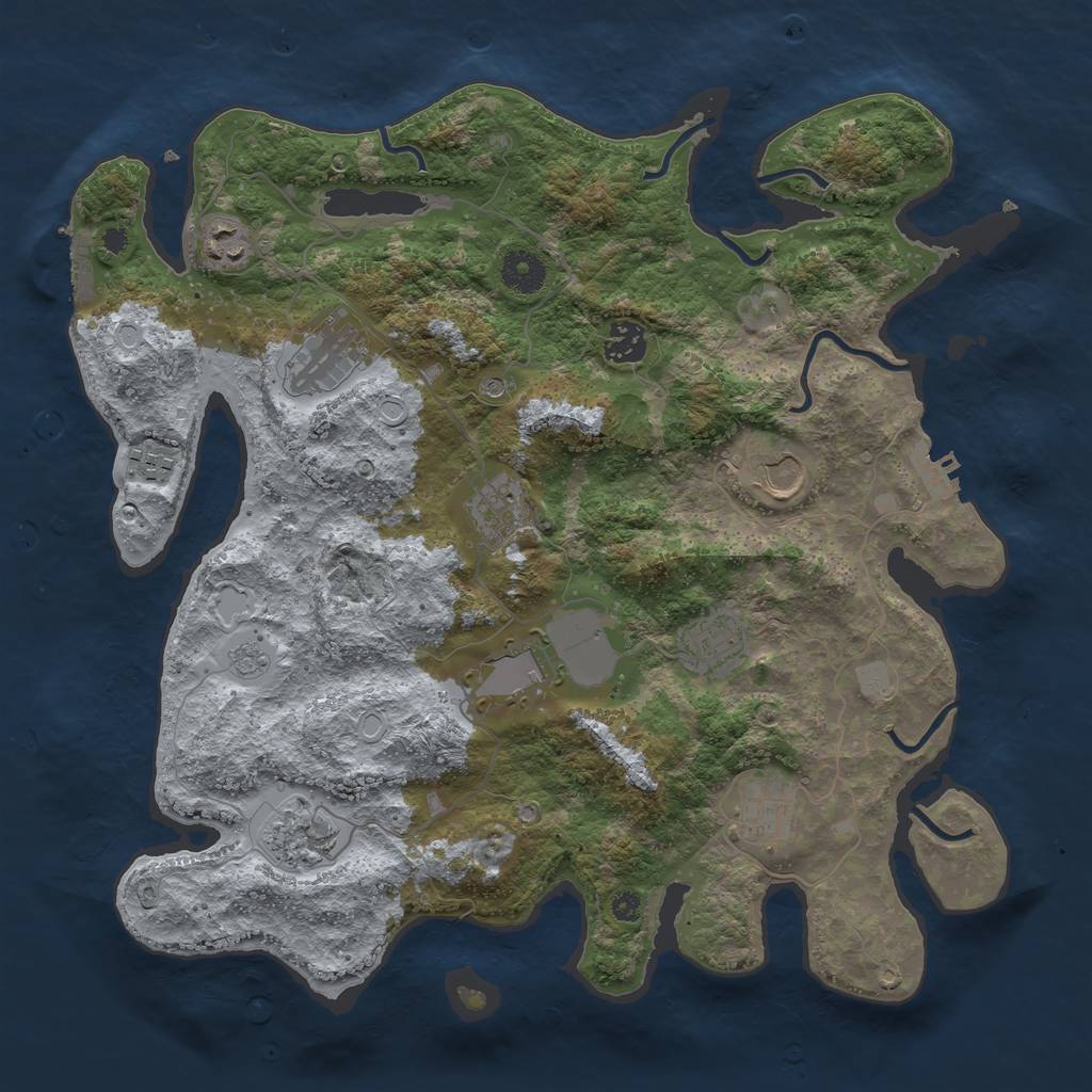 Rust Map: Procedural Map, Size: 3750, Seed: 31417010, 19 Monuments