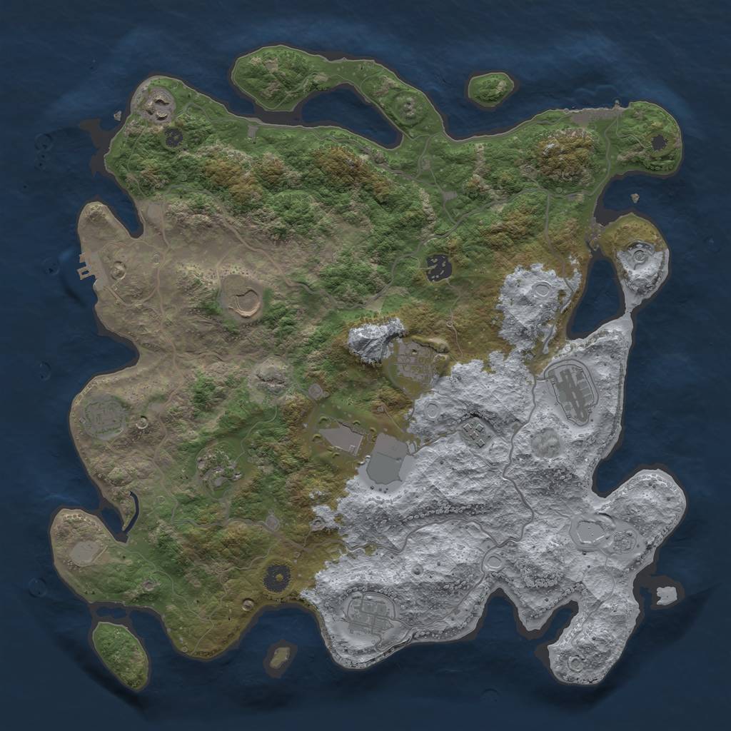 Rust Map: Procedural Map, Size: 4000, Seed: 164385425, 19 Monuments