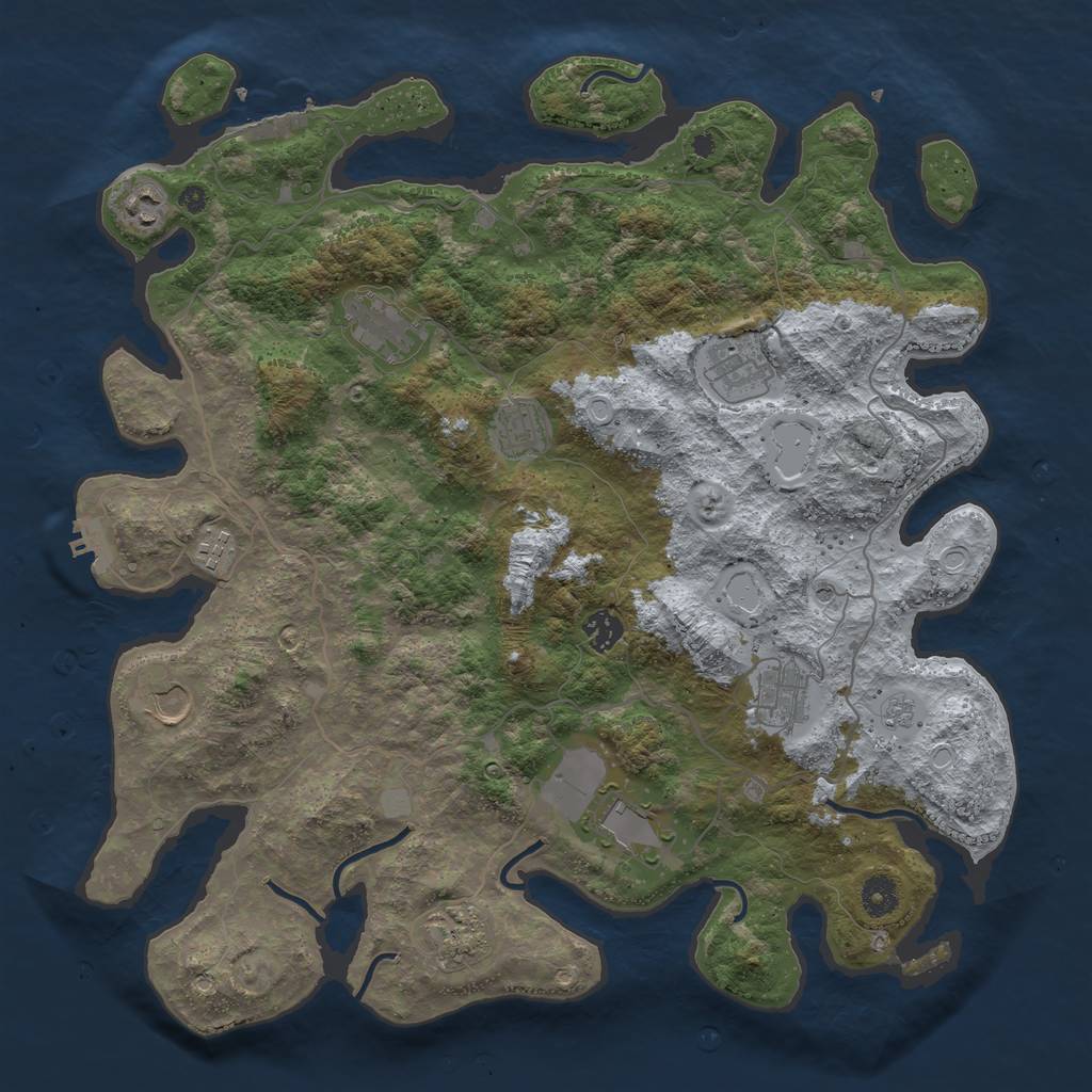 Rust Map: Procedural Map, Size: 4112, Seed: 100000, 19 Monuments