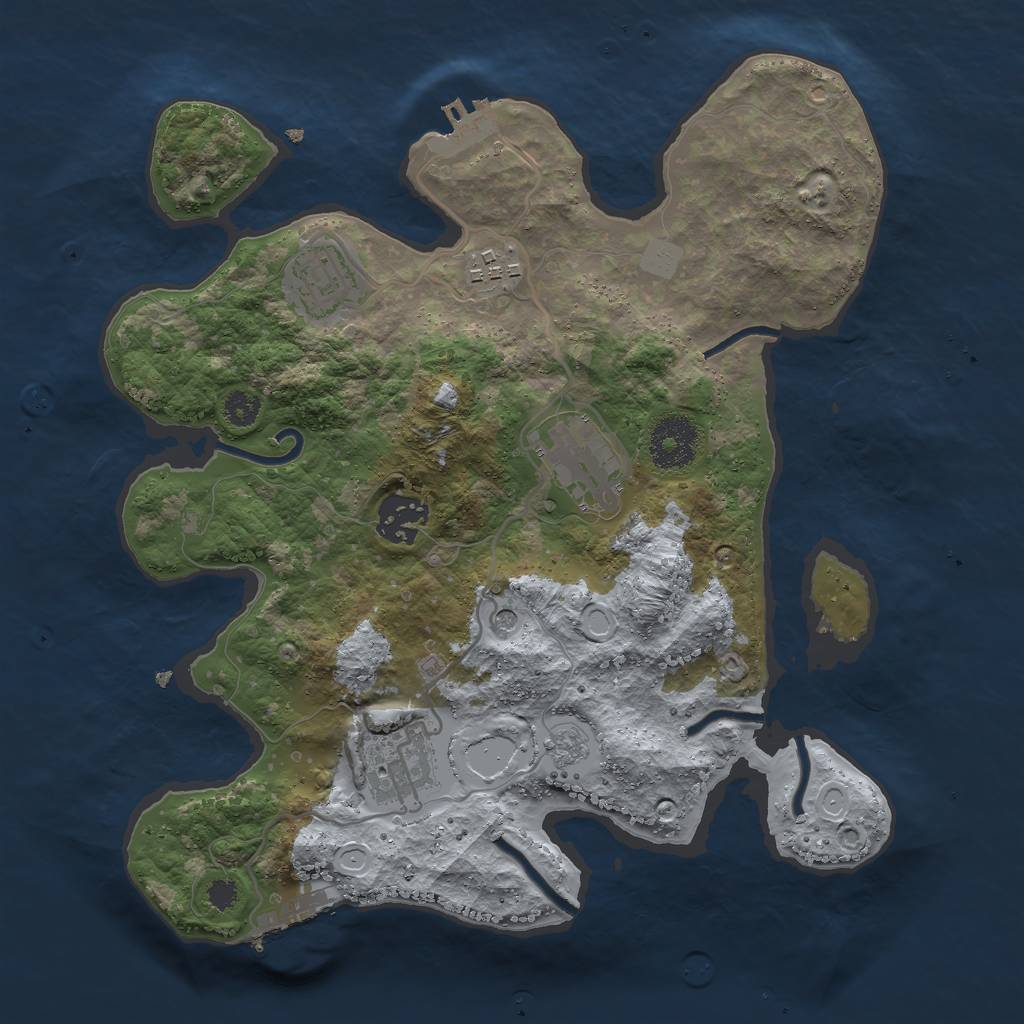 Rust Map: Procedural Map, Size: 3000, Seed: 1191528188, 14 Monuments