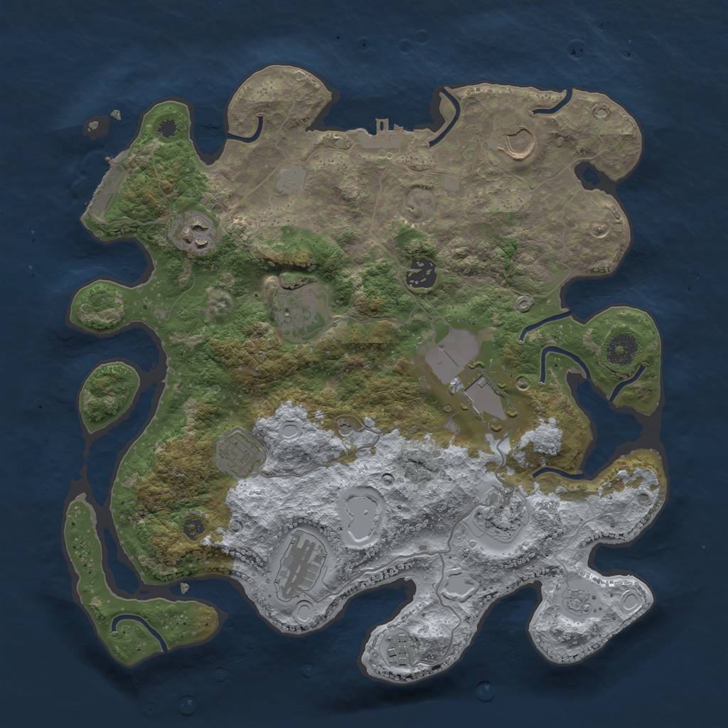 Rust Map: Procedural Map, Size: 3500, Seed: 43781797, 18 Monuments