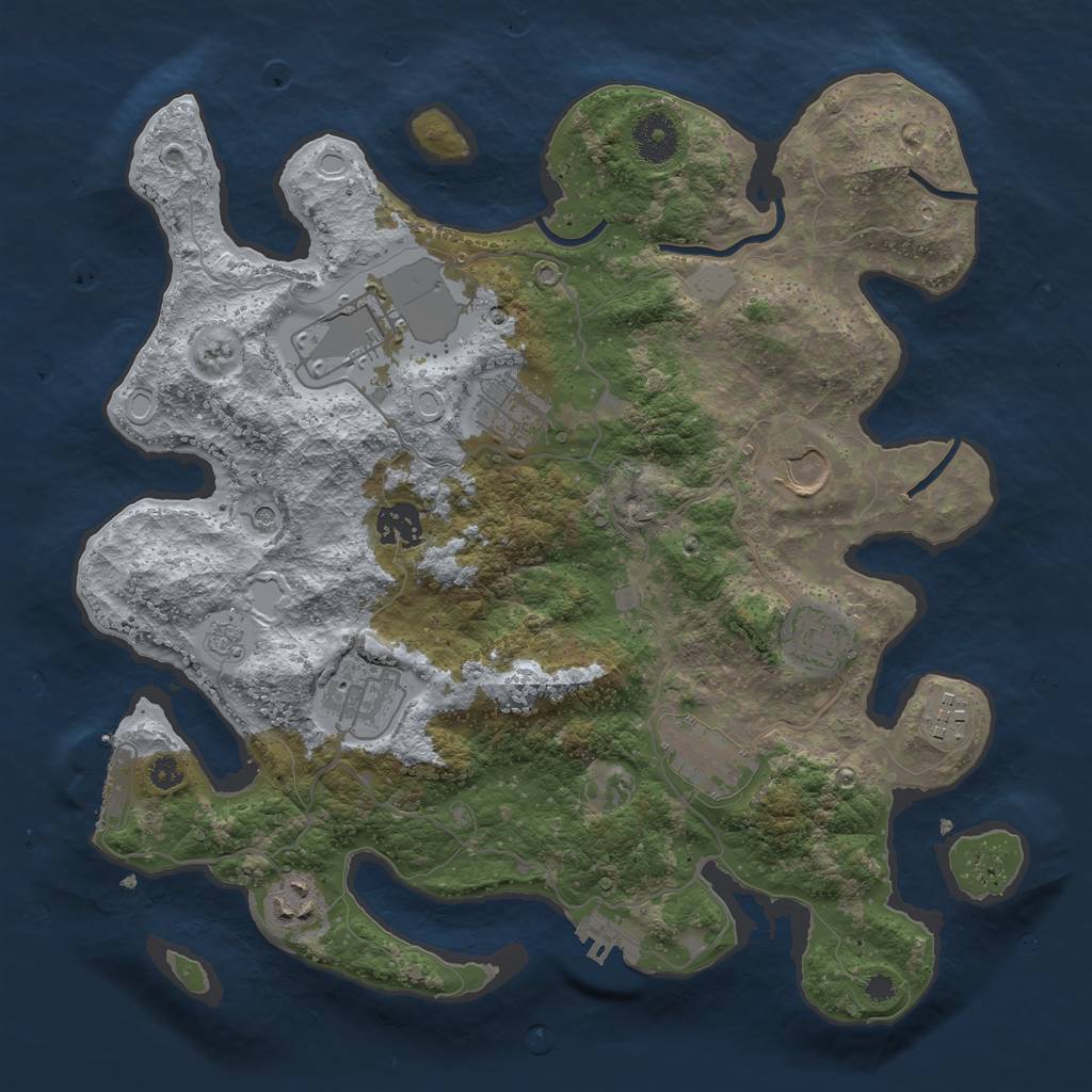 Rust Map: Procedural Map, Size: 3500, Seed: 23003053, 18 Monuments