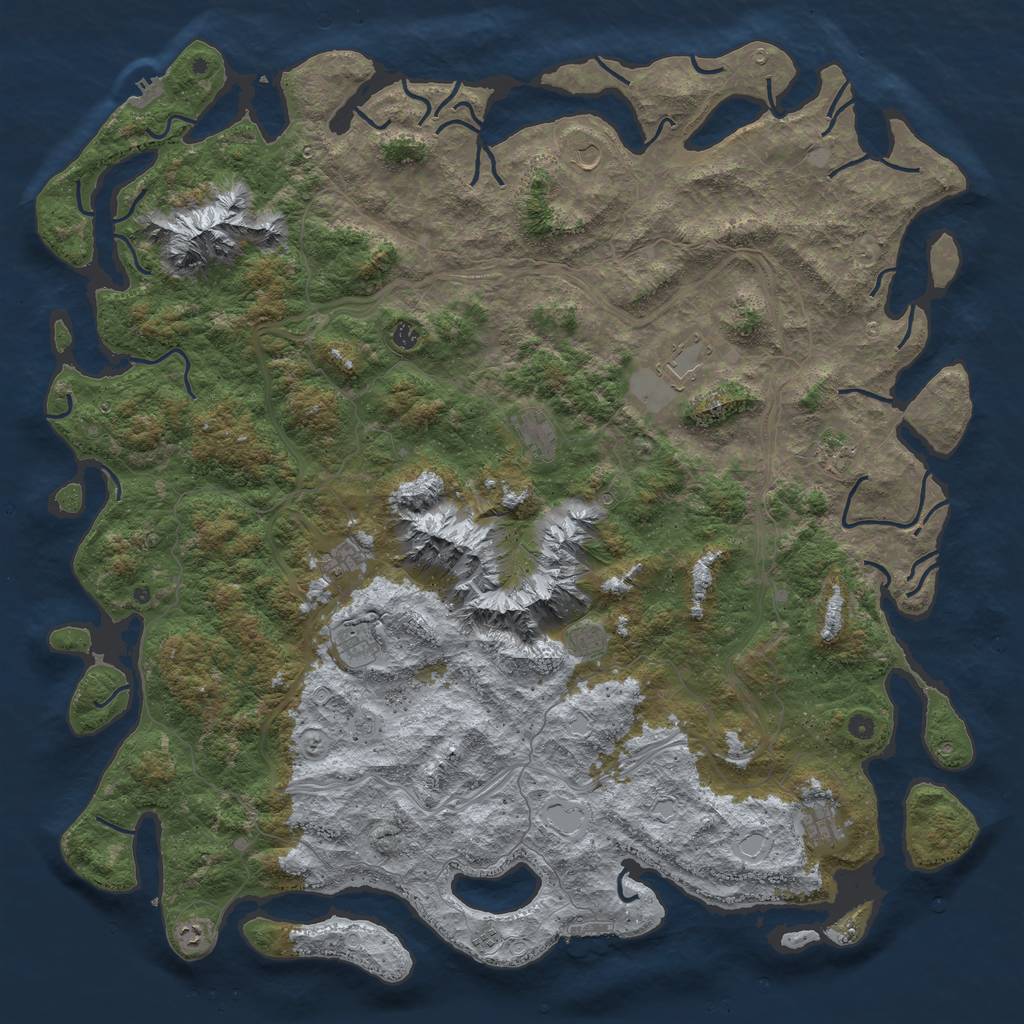 Rust Map: Procedural Map, Size: 6000, Seed: 698444, 20 Monuments