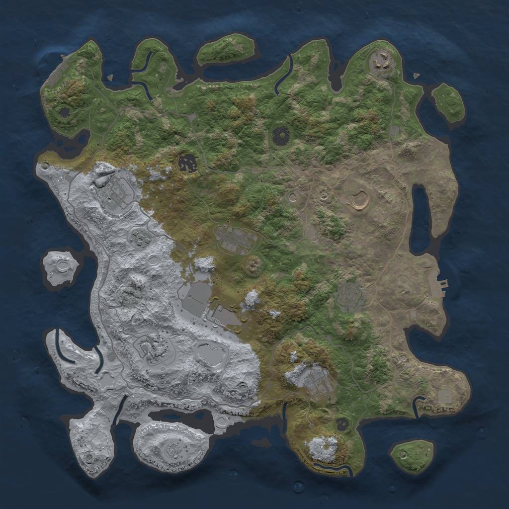 Rust Map: Procedural Map, Size: 4000, Seed: 115923, 19 Monuments