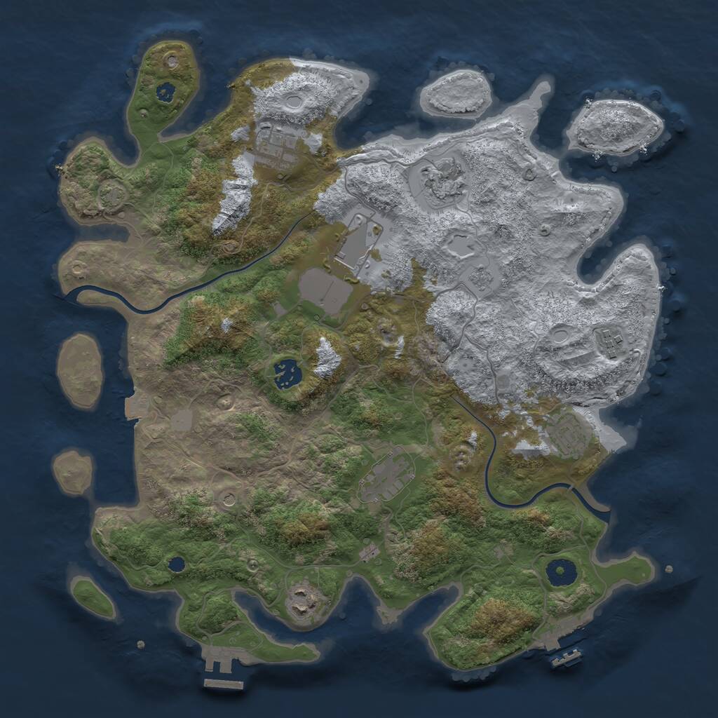 Rust Map: Procedural Map, Size: 3700, Seed: 944392088, 14 Monuments