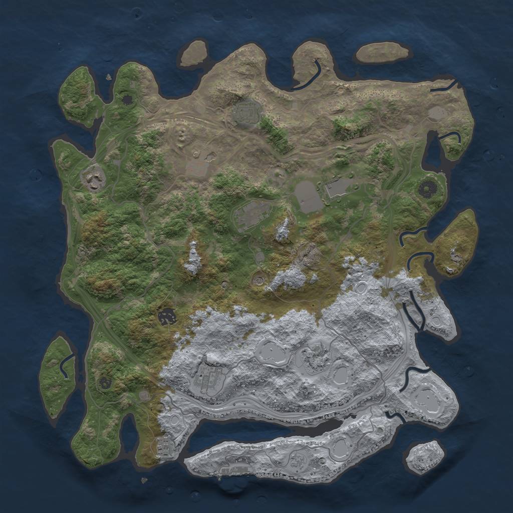 Rust Map: Procedural Map, Size: 4250, Seed: 80954, 17 Monuments