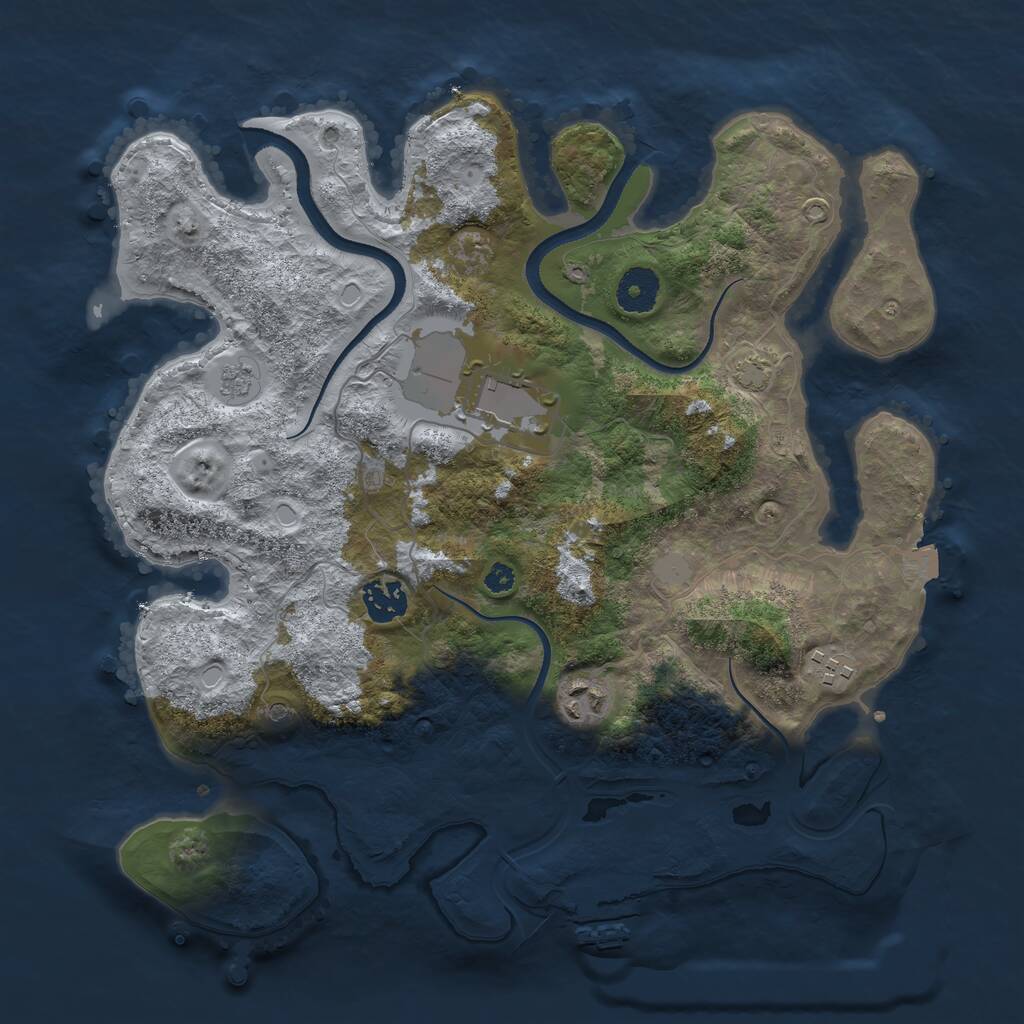 Rust Map: Procedural Map, Size: 3500, Seed: 639142, 9 Monuments