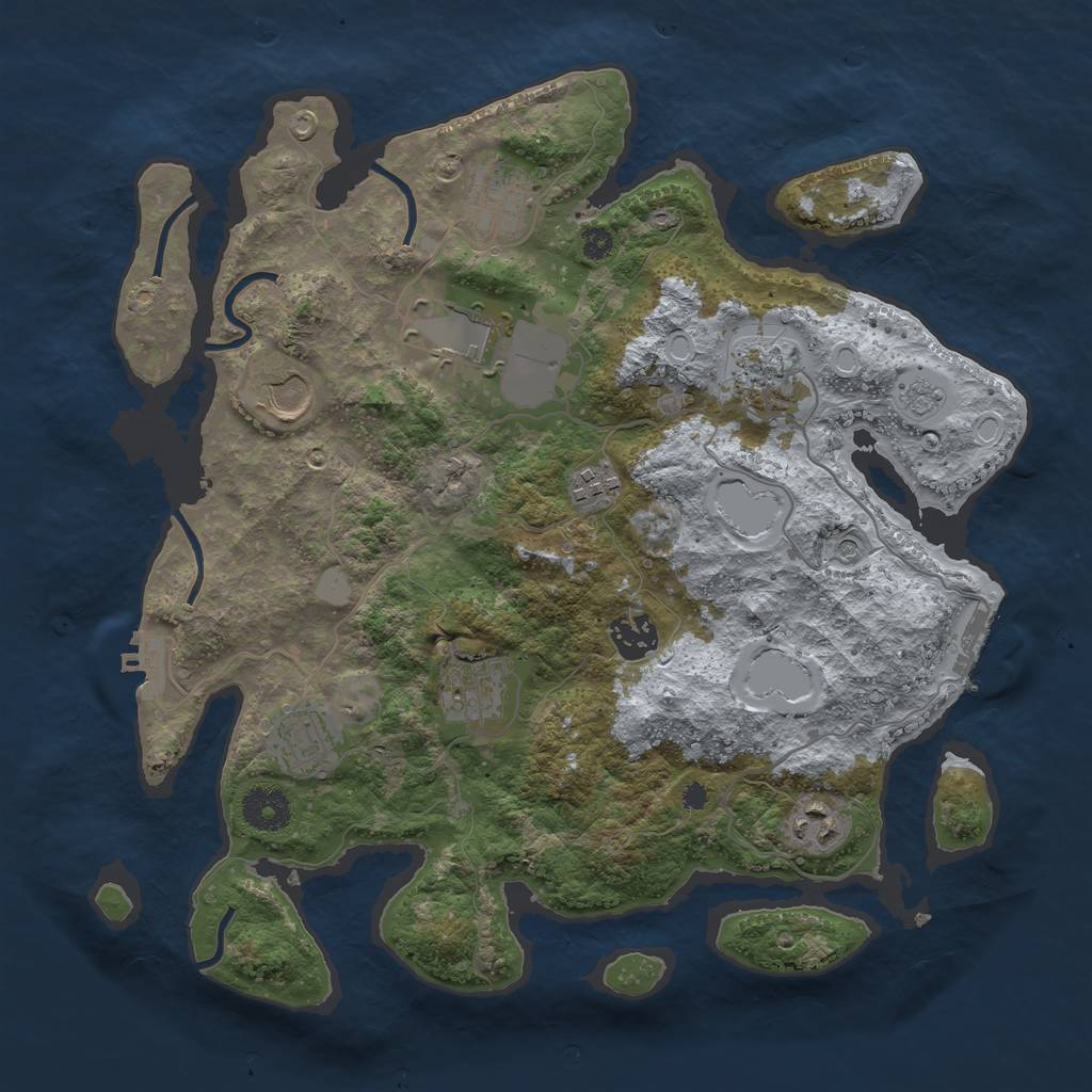 Rust Map: Procedural Map, Size: 3500, Seed: 27033, 18 Monuments