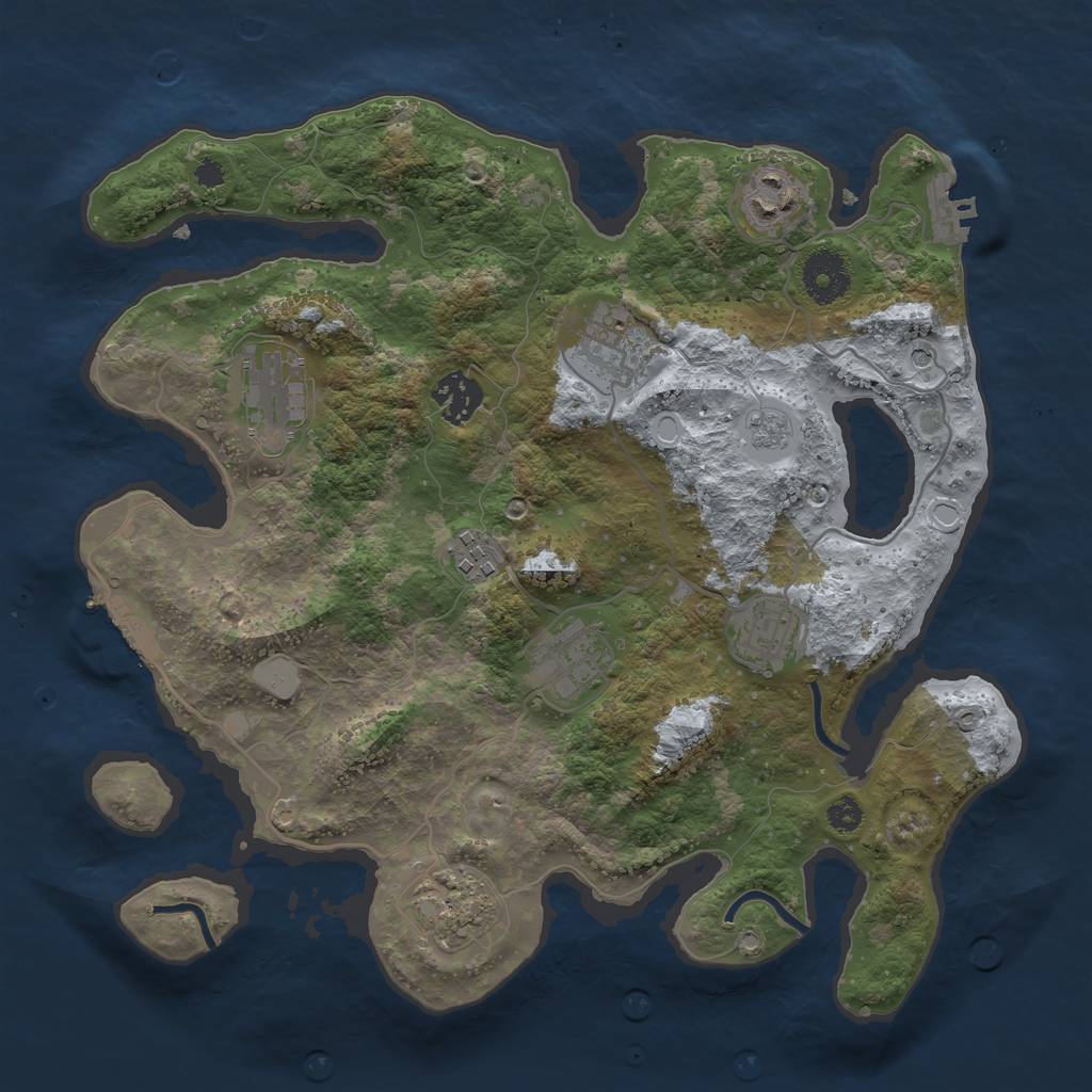 Rust Map: Procedural Map, Size: 3300, Seed: 998693336, 17 Monuments