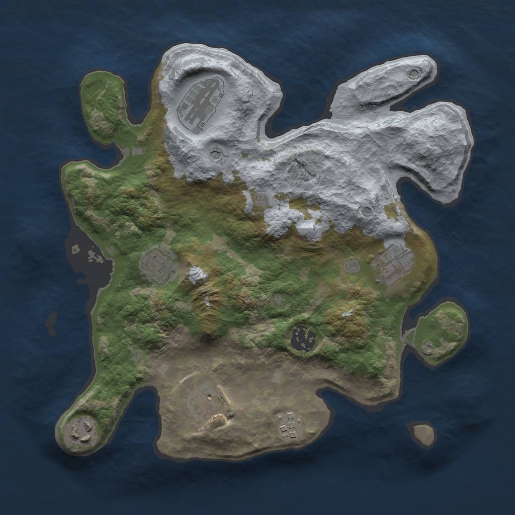 Rust Map: Barren, Size: 3000, Seed: 30699, 10 Monuments