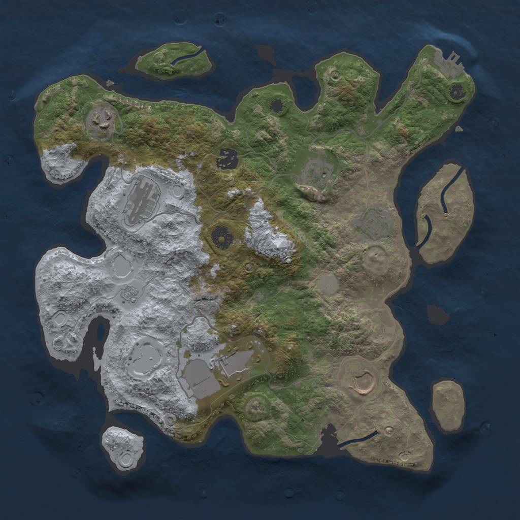 Rust Map: Procedural Map, Size: 3500, Seed: 30513, 14 Monuments