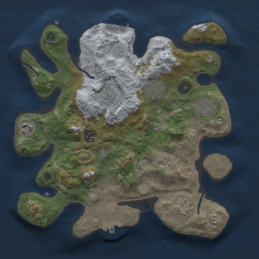 Rust Map: Procedural Map, Size: 3000, Seed: 828855345, 15 Monuments