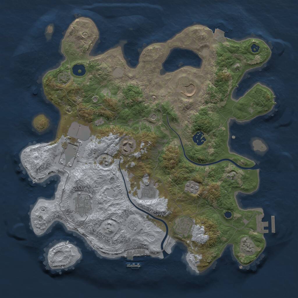 Rust Map: Procedural Map, Size: 3500, Seed: 820167605, 14 Monuments
