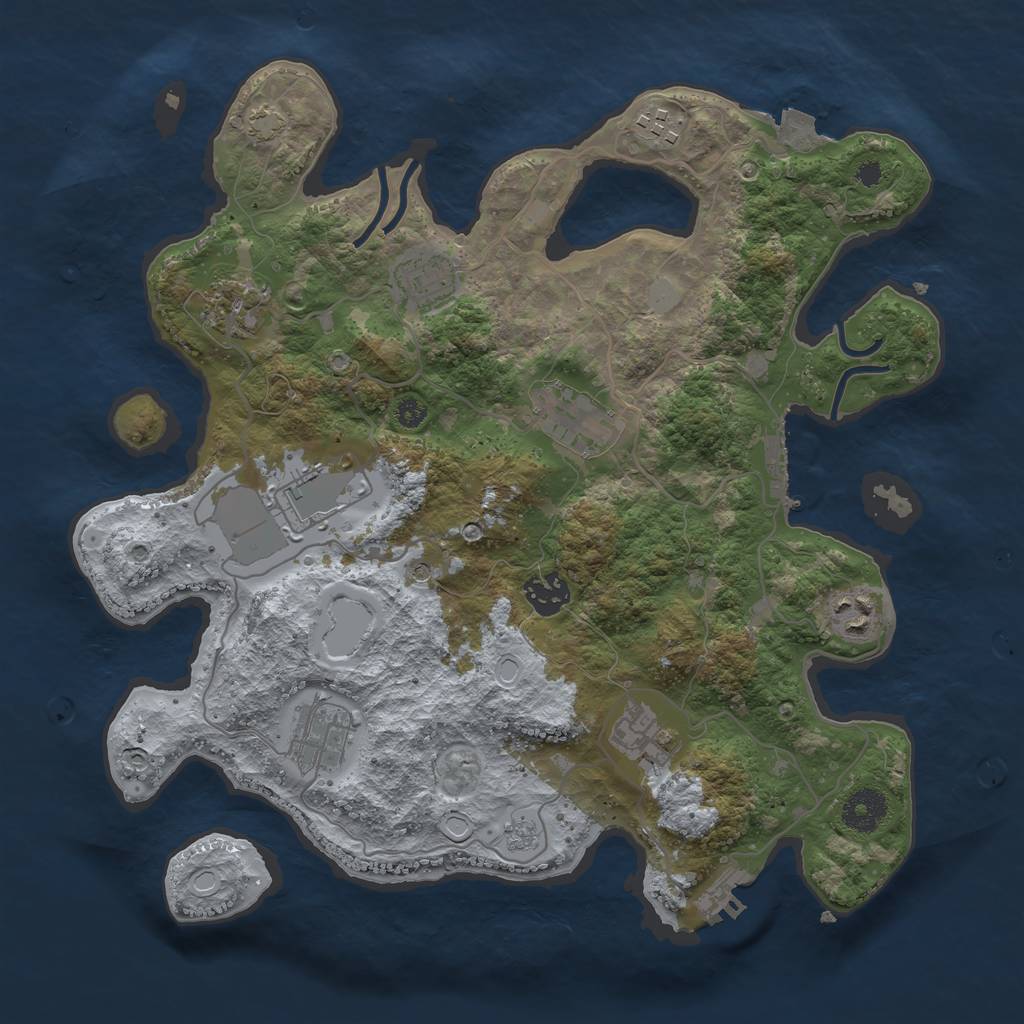 Rust Map: Procedural Map, Size: 3500, Seed: 820167605, 17 Monuments