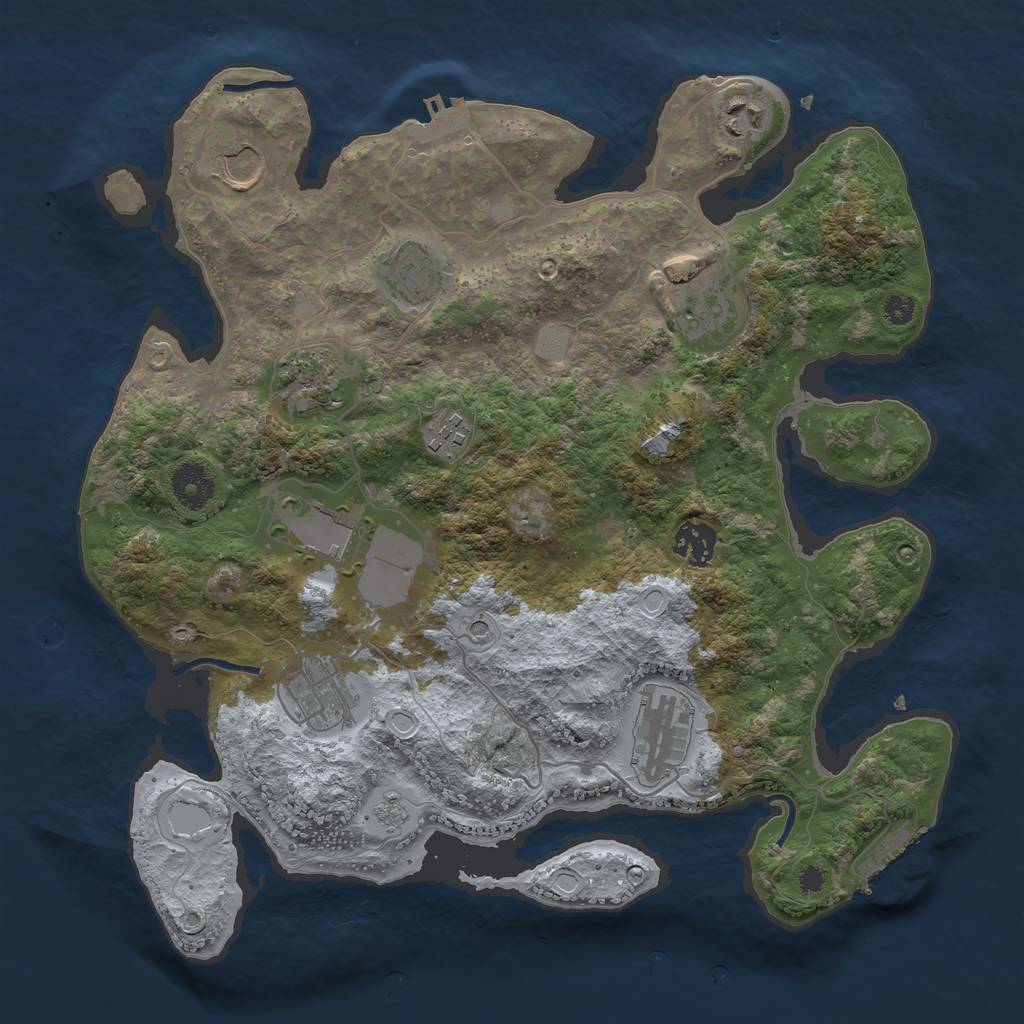 Rust Map: Procedural Map, Size: 3500, Seed: 54639826, 19 Monuments