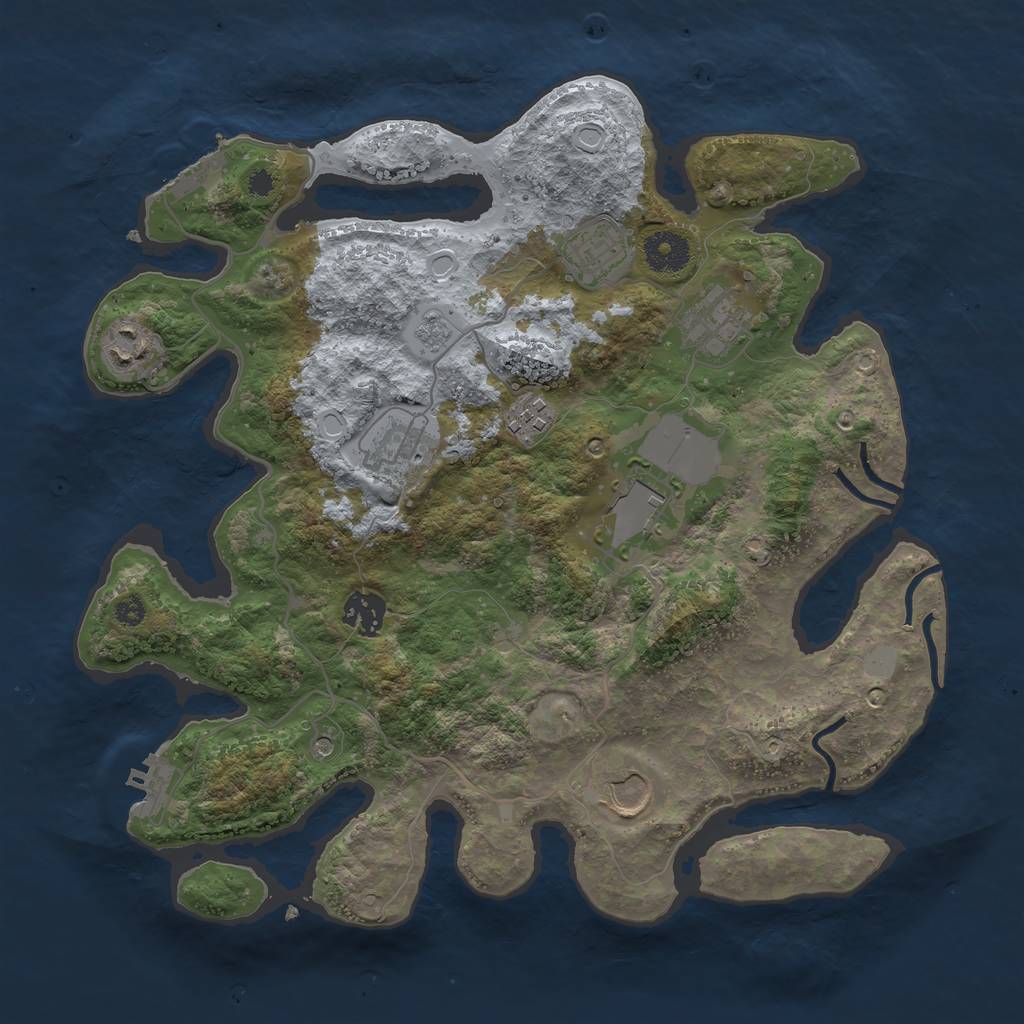 Rust Map: Procedural Map, Size: 3500, Seed: 1543312018, 17 Monuments