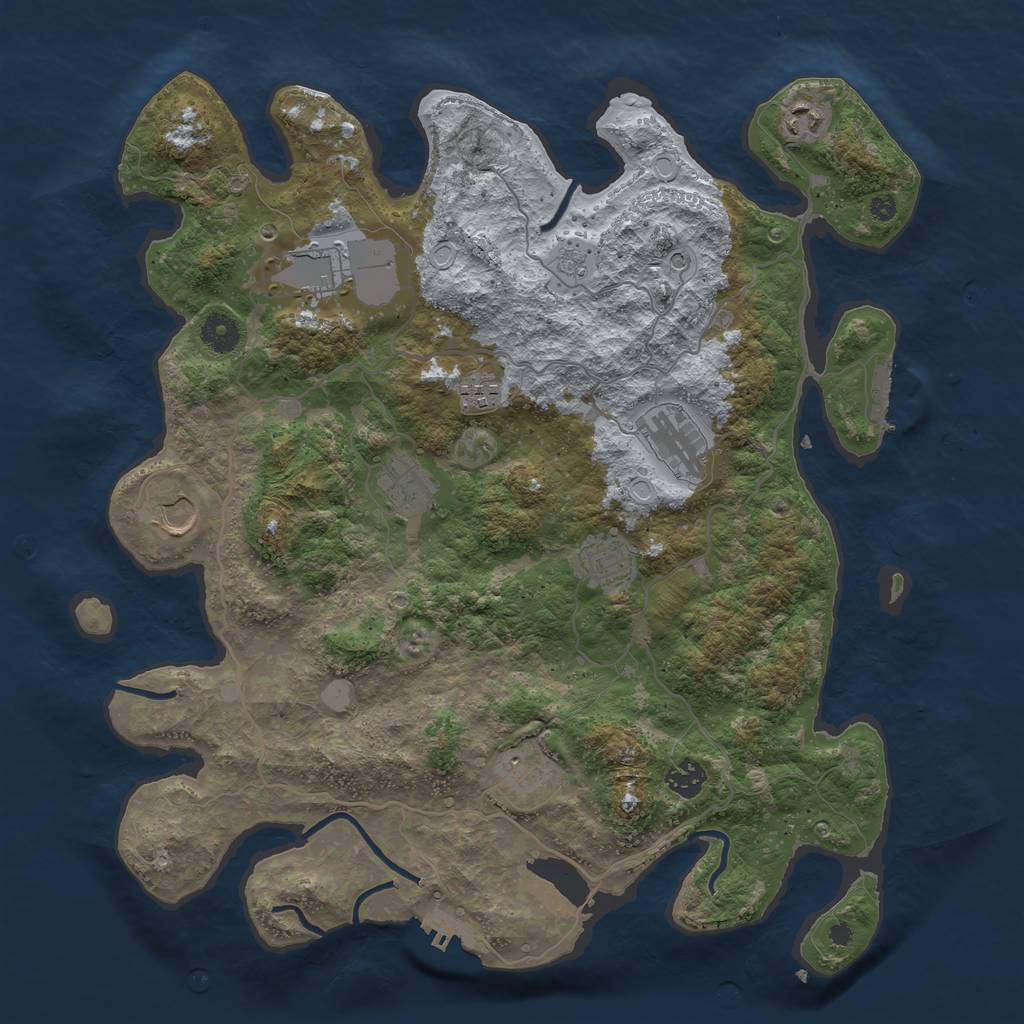 Rust Map: Procedural Map, Size: 4000, Seed: 1176932433, 18 Monuments