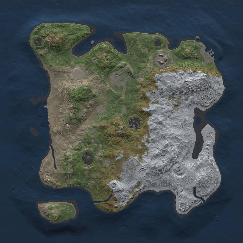 Rust Map: Procedural Map, Size: 3000, Seed: 1293142215, 14 Monuments