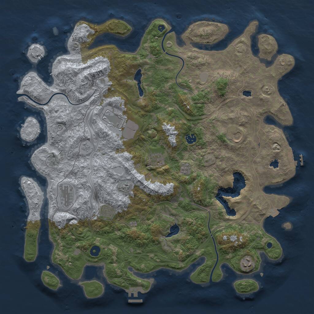 Rust Map: Procedural Map, Size: 4500, Seed: 174, 14 Monuments