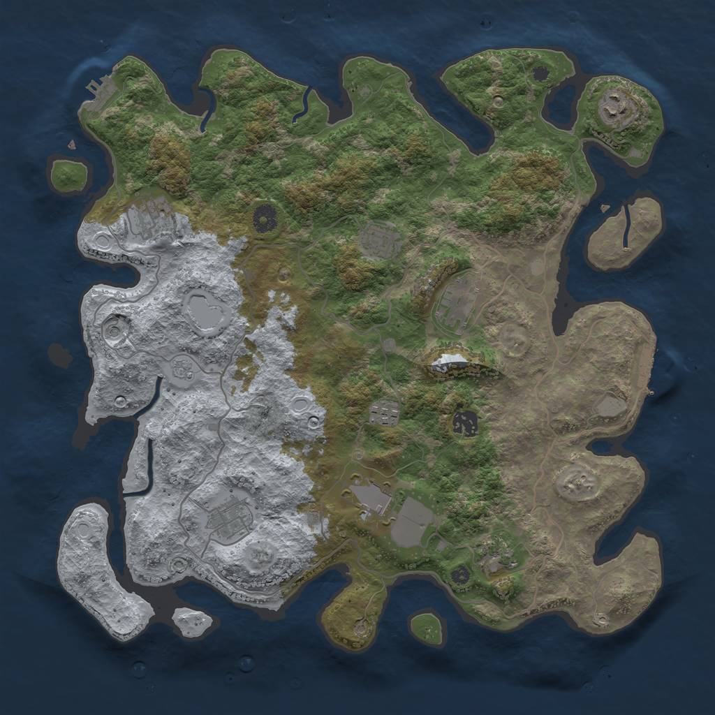 Rust Map: Procedural Map, Size: 4000, Seed: 619494323, 18 Monuments