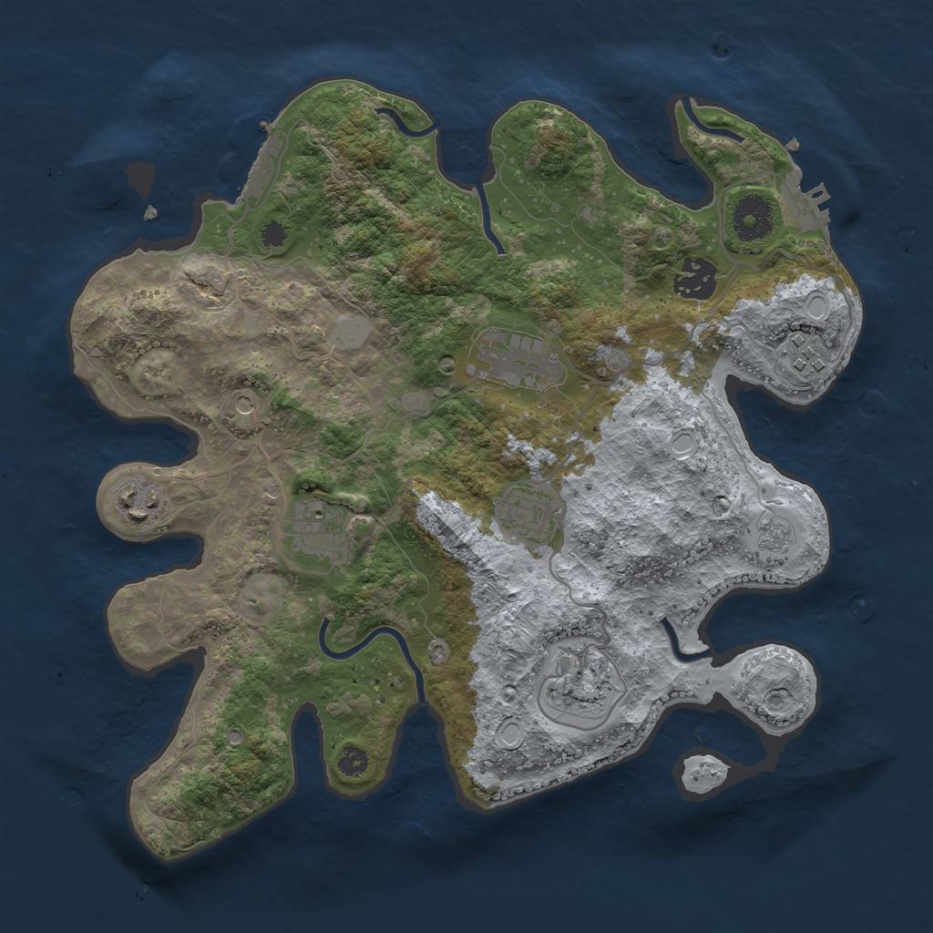 Rust Map: Procedural Map, Size: 3250, Seed: 2102812380, 16 Monuments