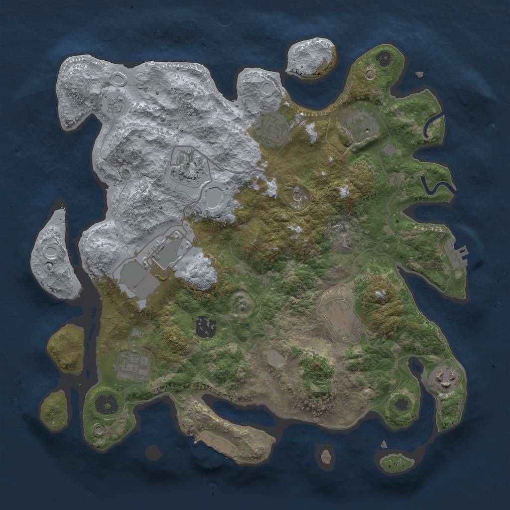 Rust Map: Procedural Map, Size: 3500, Seed: 1936045524, 17 Monuments