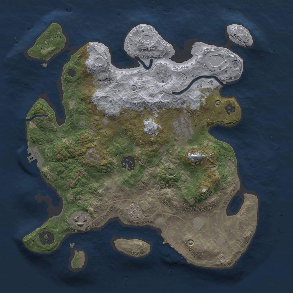 Rust Map: Procedural Map, Size: 3000, Seed: 74516, 12 Monuments