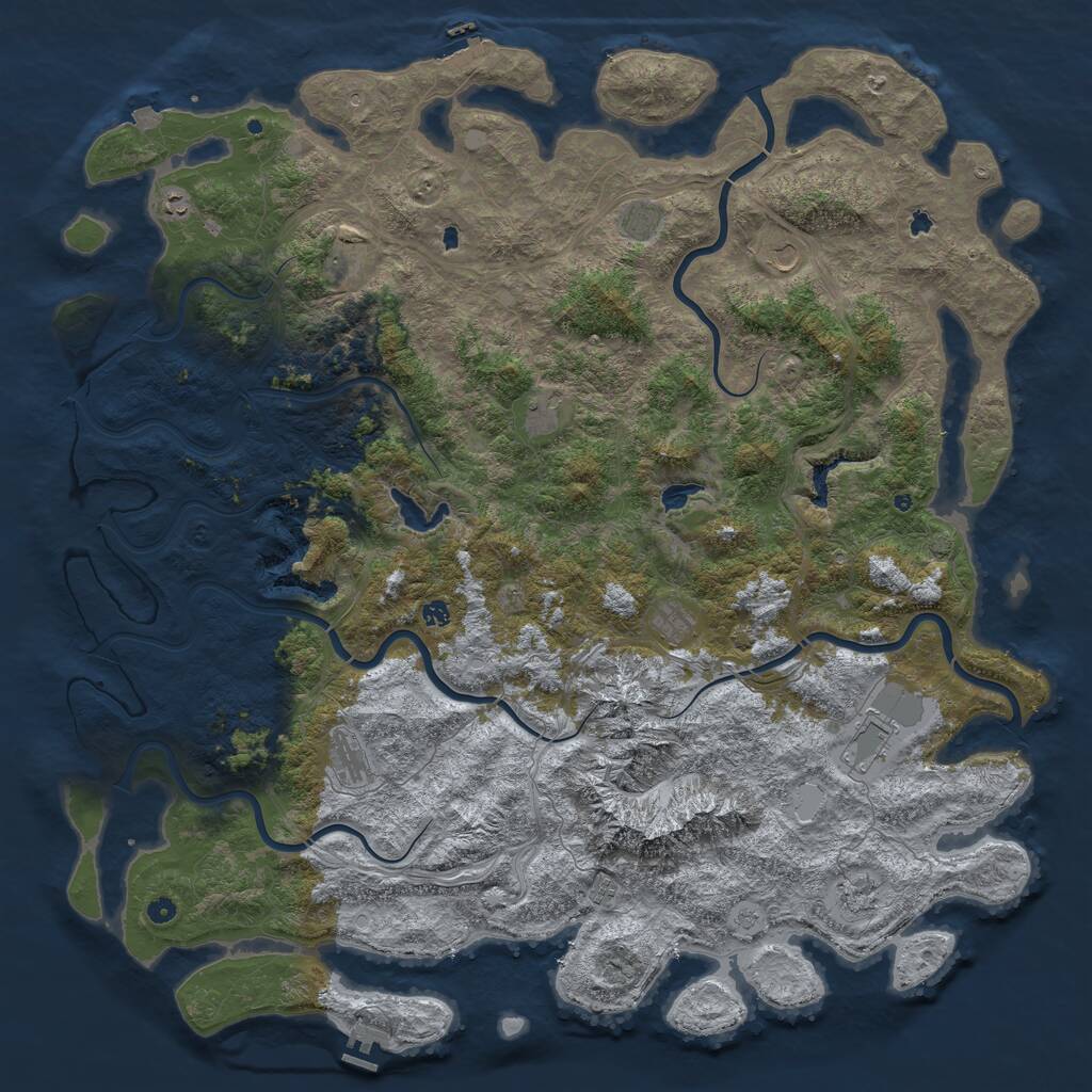 Rust Map: Procedural Map, Size: 6000, Seed: 48961, 17 Monuments