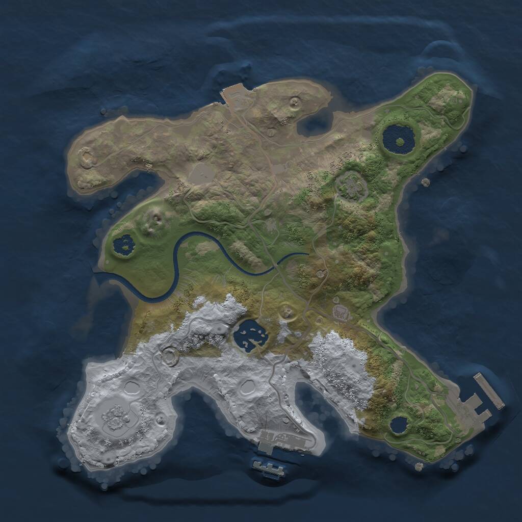Rust Map: Procedural Map, Size: 2500, Seed: 1409941706, 6 Monuments