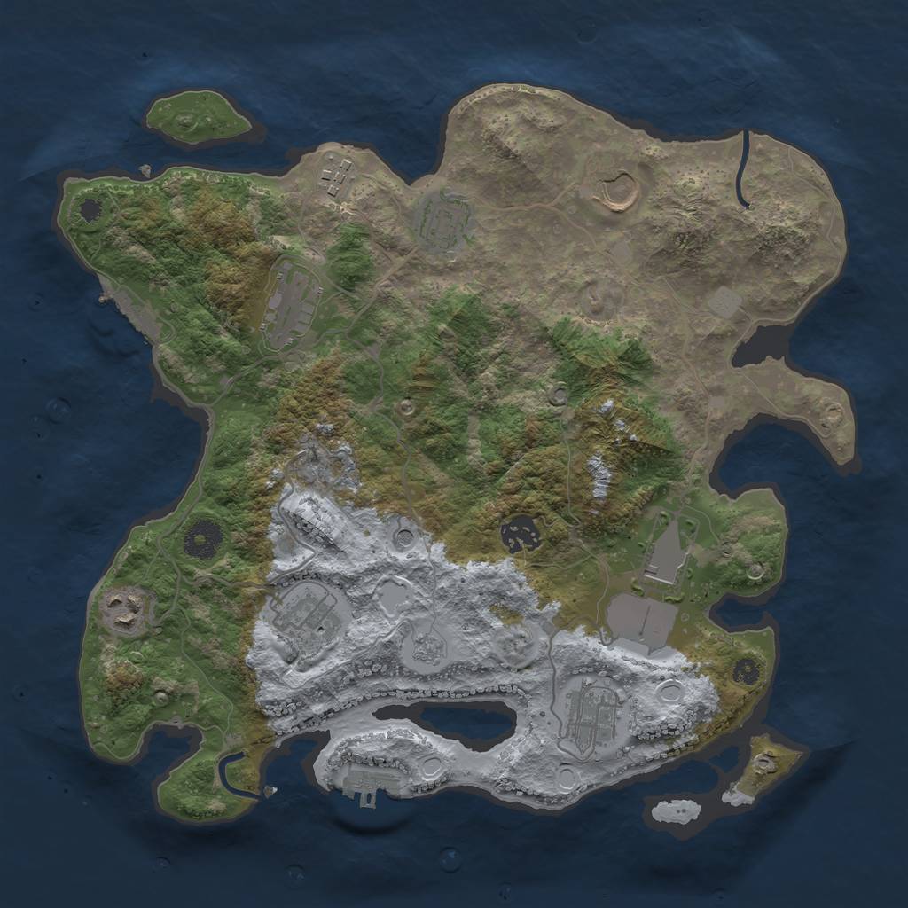 Rust Map: Procedural Map, Size: 3500, Seed: 202210, 18 Monuments