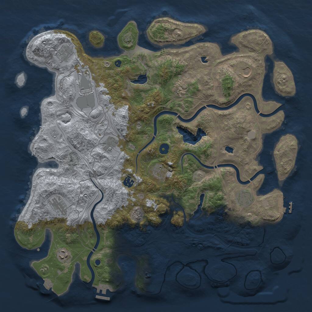 Rust Map: Procedural Map, Size: 4500, Seed: 1112801806, 16 Monuments