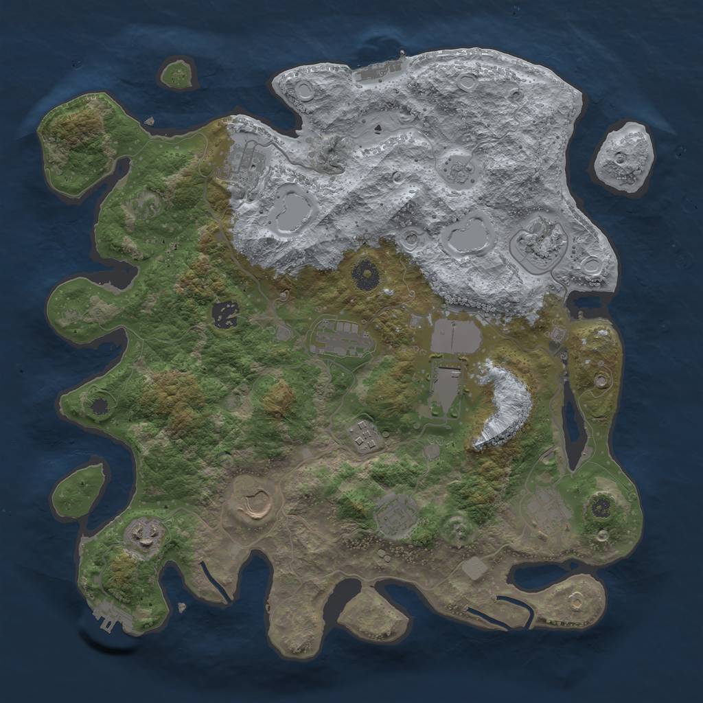 Rust Map: Procedural Map, Size: 3700, Seed: 661793002, 19 Monuments