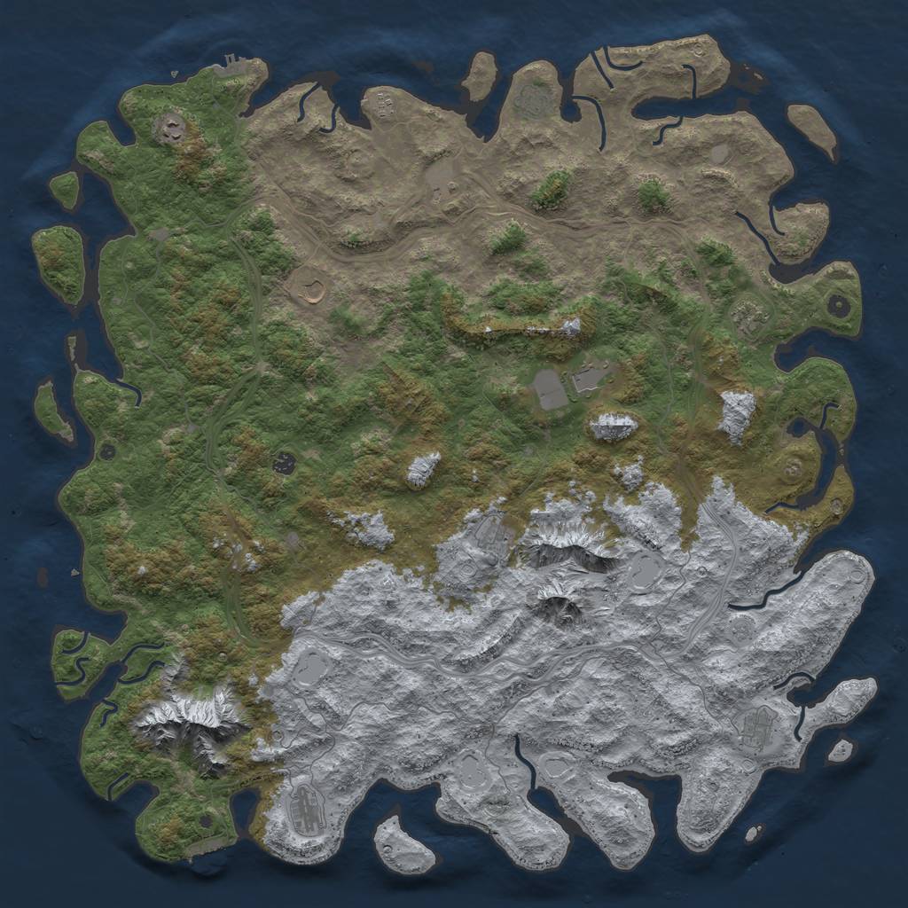 Rust Map: Procedural Map, Size: 6000, Seed: 15725450, 18 Monuments
