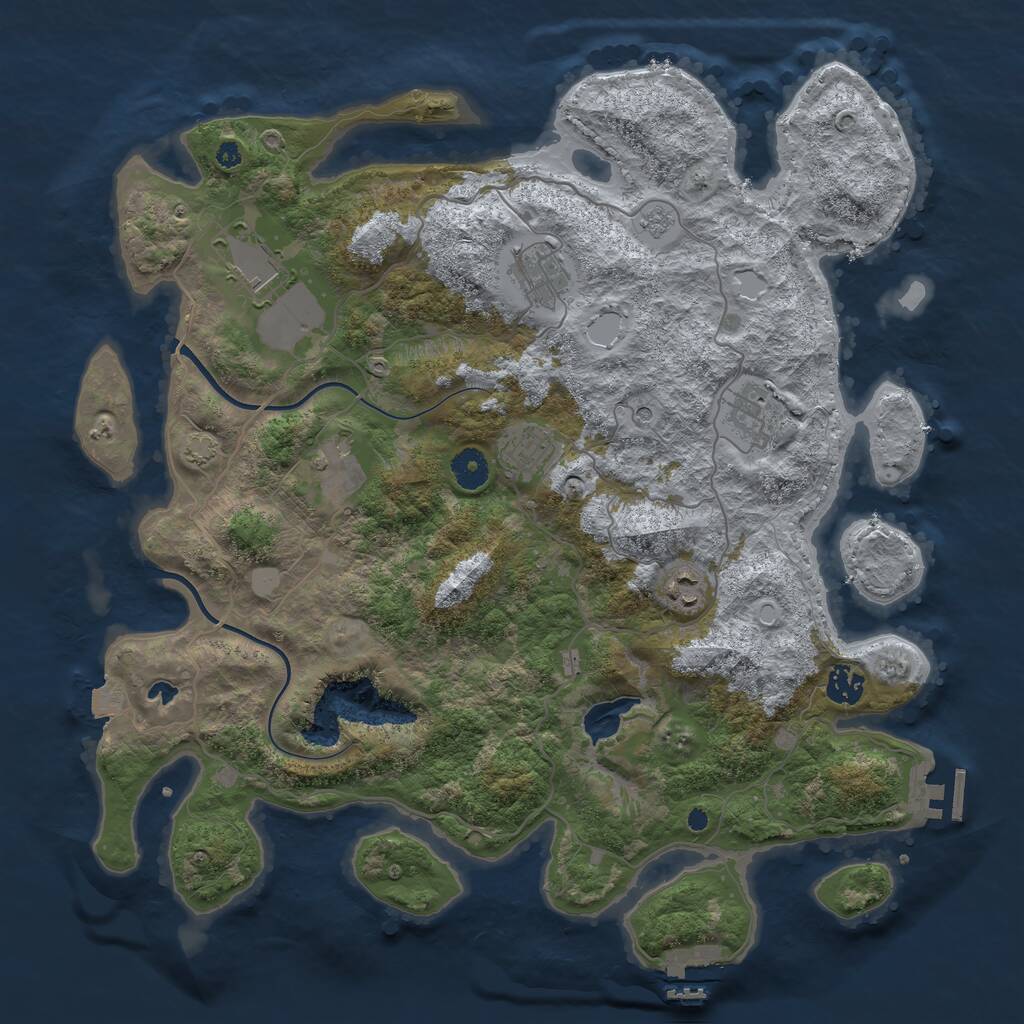 Rust Map: Procedural Map, Size: 4000, Seed: 30890, 13 Monuments