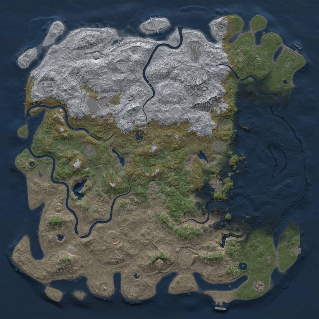 Rust Map: Procedural Map, Size: 6000, Seed: 13376969, 17 Monuments