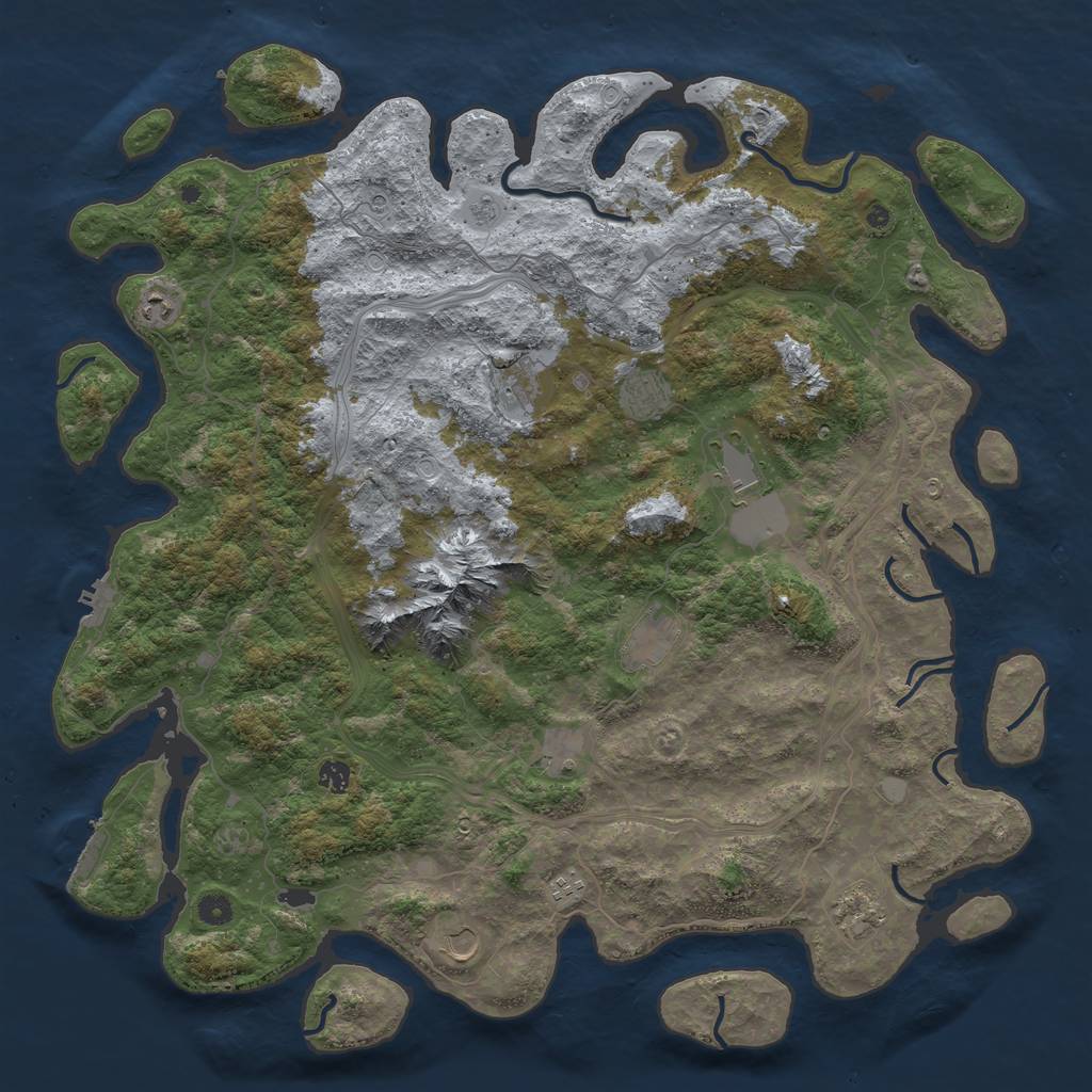 Rust Map: Procedural Map, Size: 5000, Seed: 45848, 19 Monuments