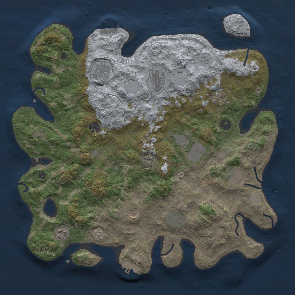 Rust Map: Procedural Map, Size: 4000, Seed: 1308483218, 19 Monuments