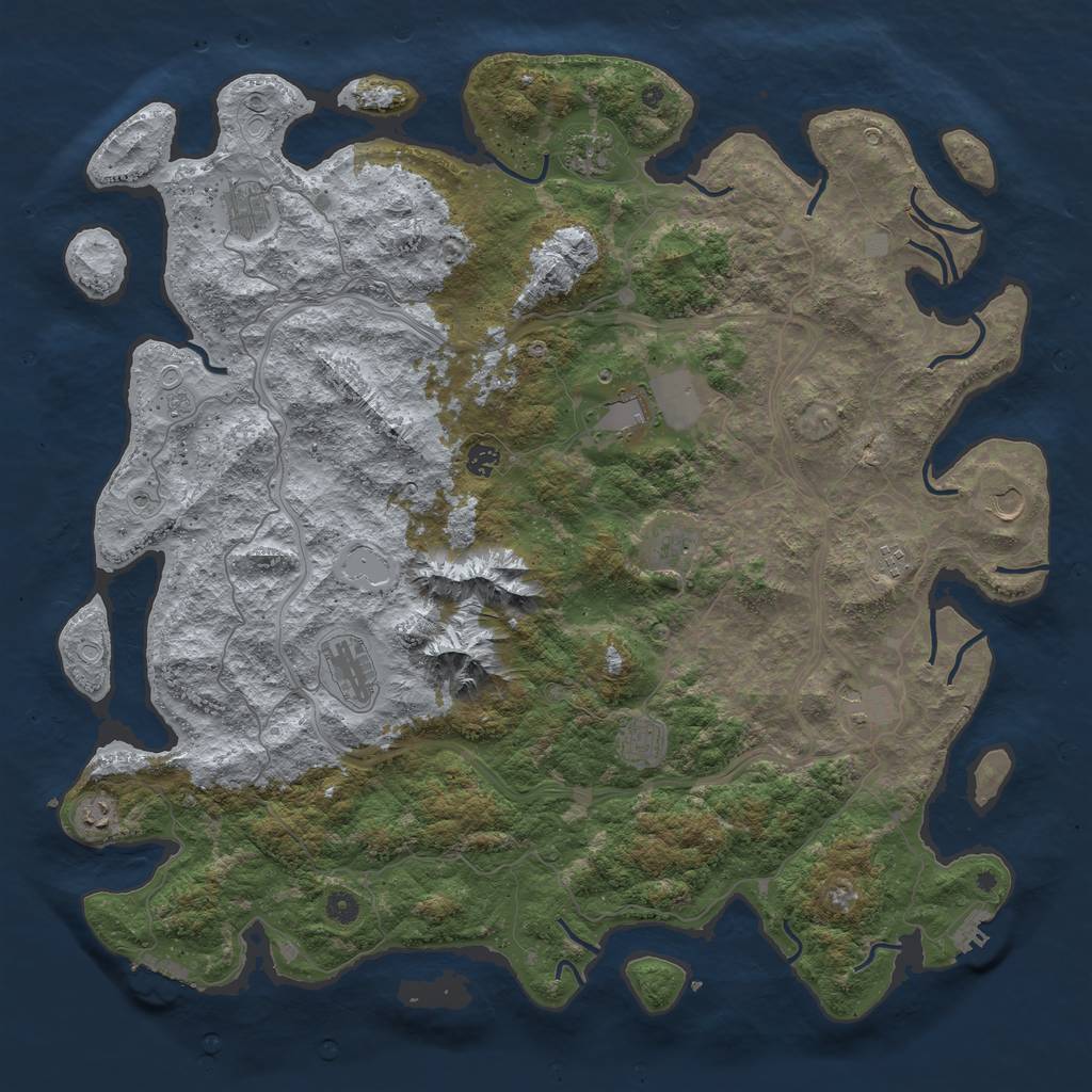 Rust Map: Procedural Map, Size: 5000, Seed: 545697054, 20 Monuments
