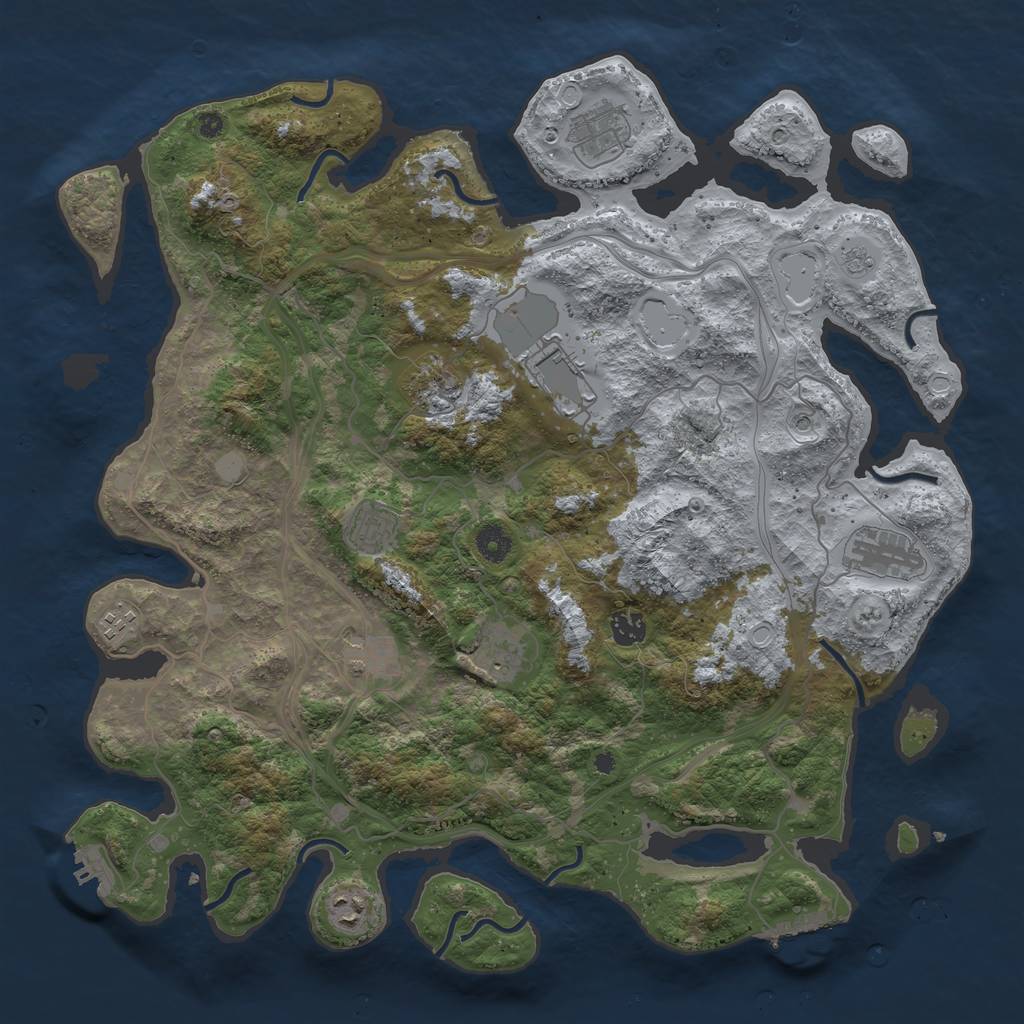 Rust Map: Procedural Map, Size: 4250, Seed: 77232028, 19 Monuments